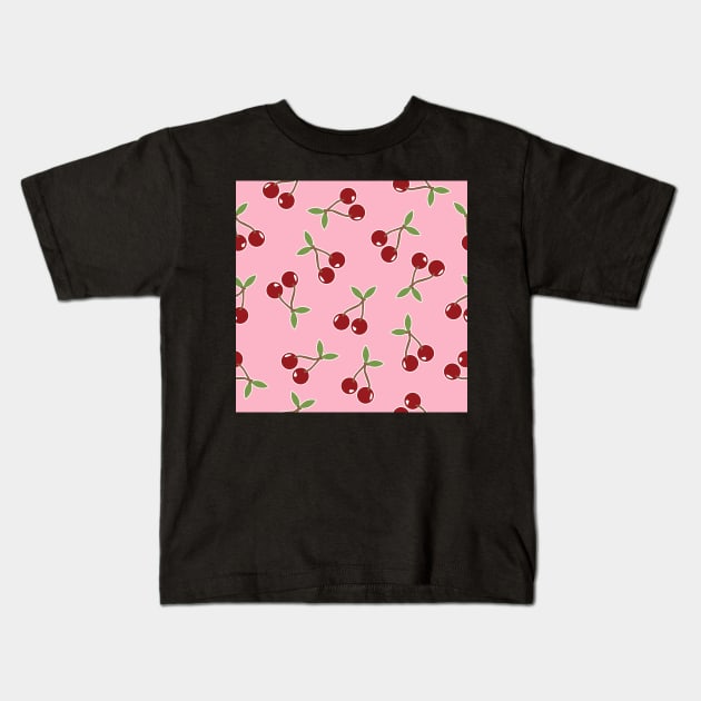 Red Cherries Pattern Kids T-Shirt by Blue-Banana